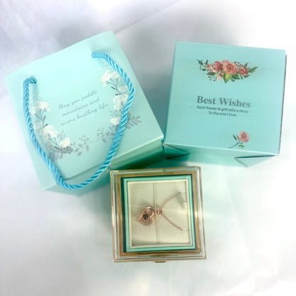 Spinning Rose Jewelry Box with Beautiful “I Love You” Necklace