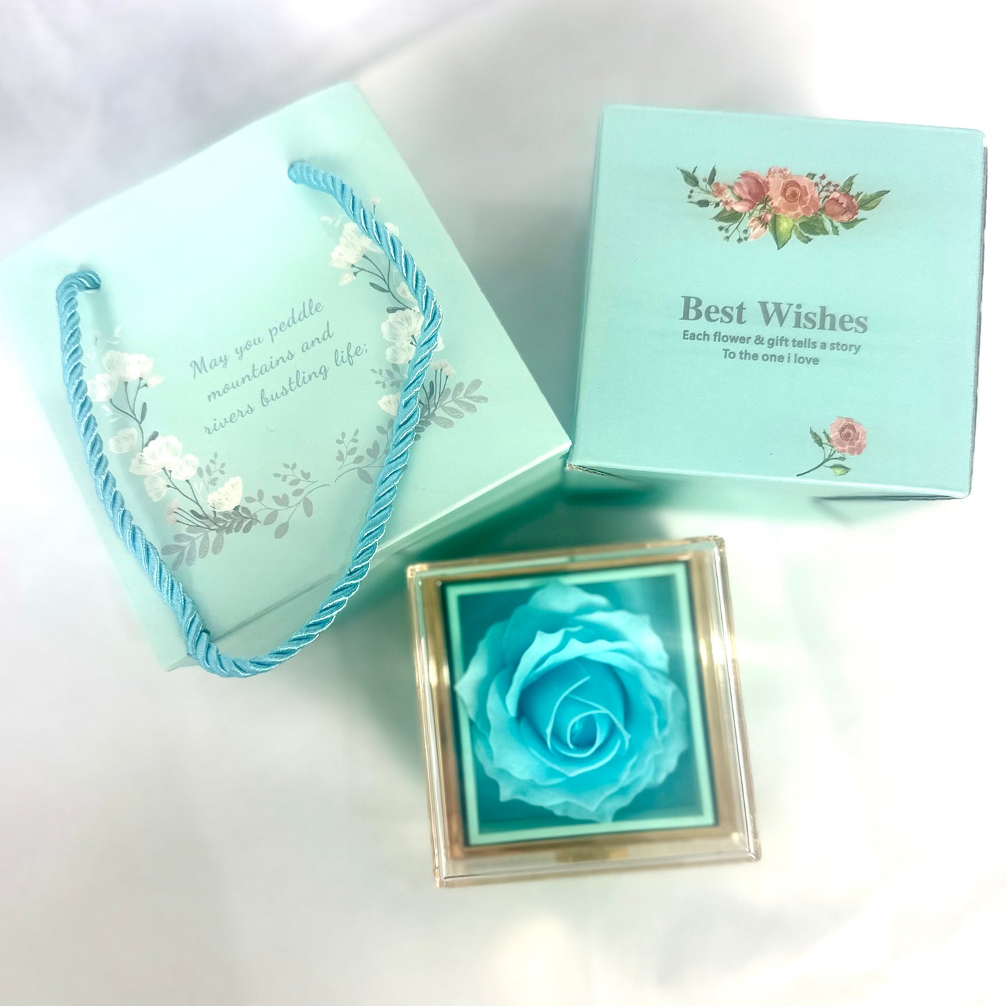 Spinning Rose Jewelry Box with Beautiful “I Love You” Necklace