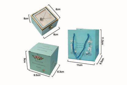 Spinning Rose Jewelry Box with Beautiful “I Love You” Necklace