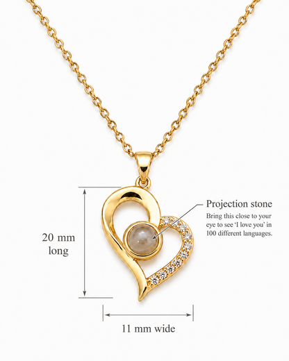 Signature Heart Projection Necklace | "I Love You" in 100 Languages