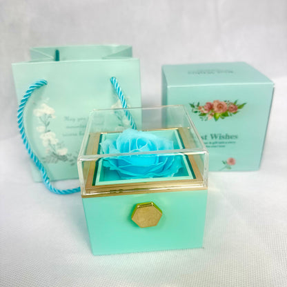 Spinning Rose Jewelry Box with Beautiful “I Love You” Necklace