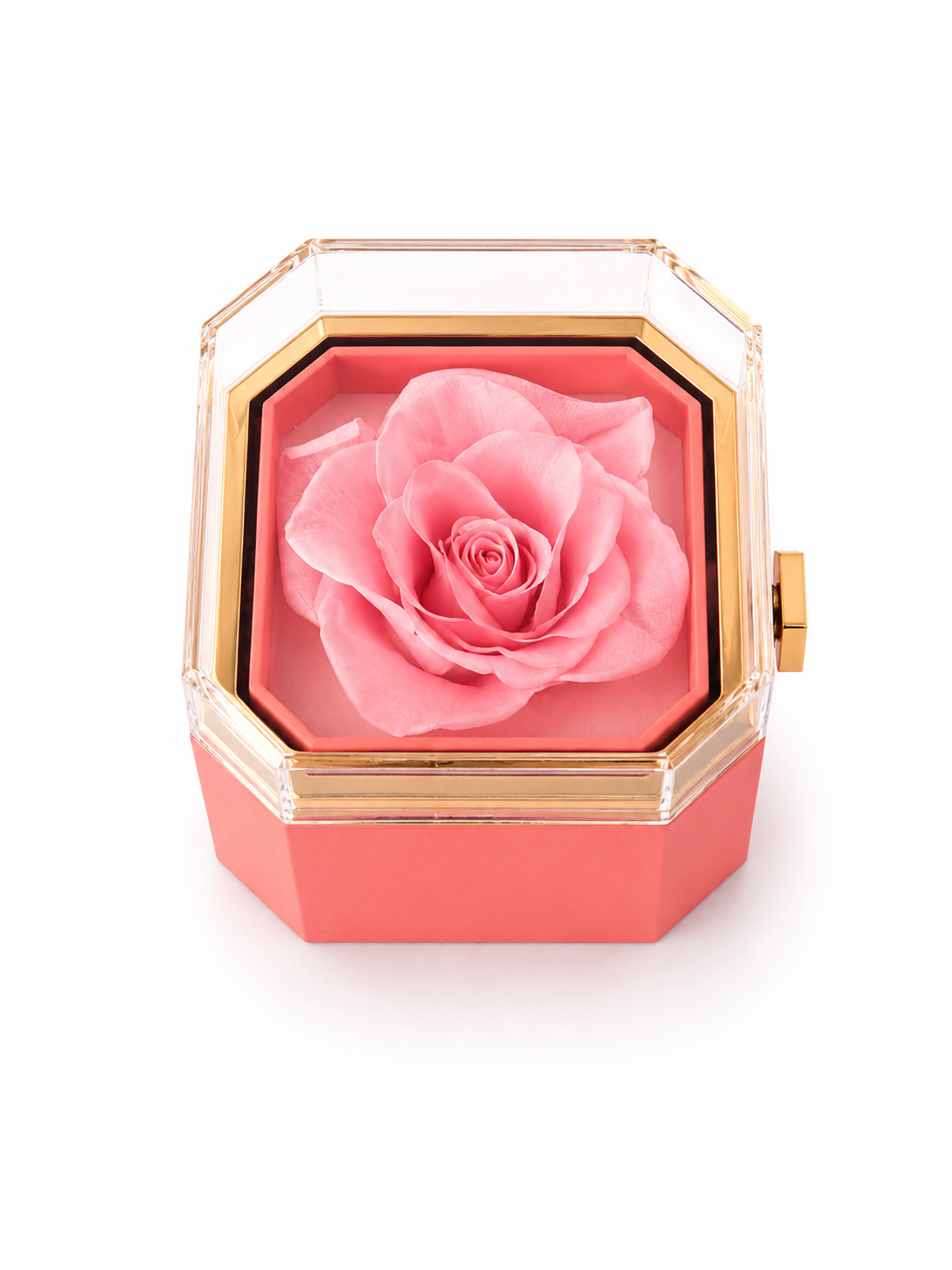 Square Preserved Rose Jewellery Flip Box with Beautiful Heart Necklace