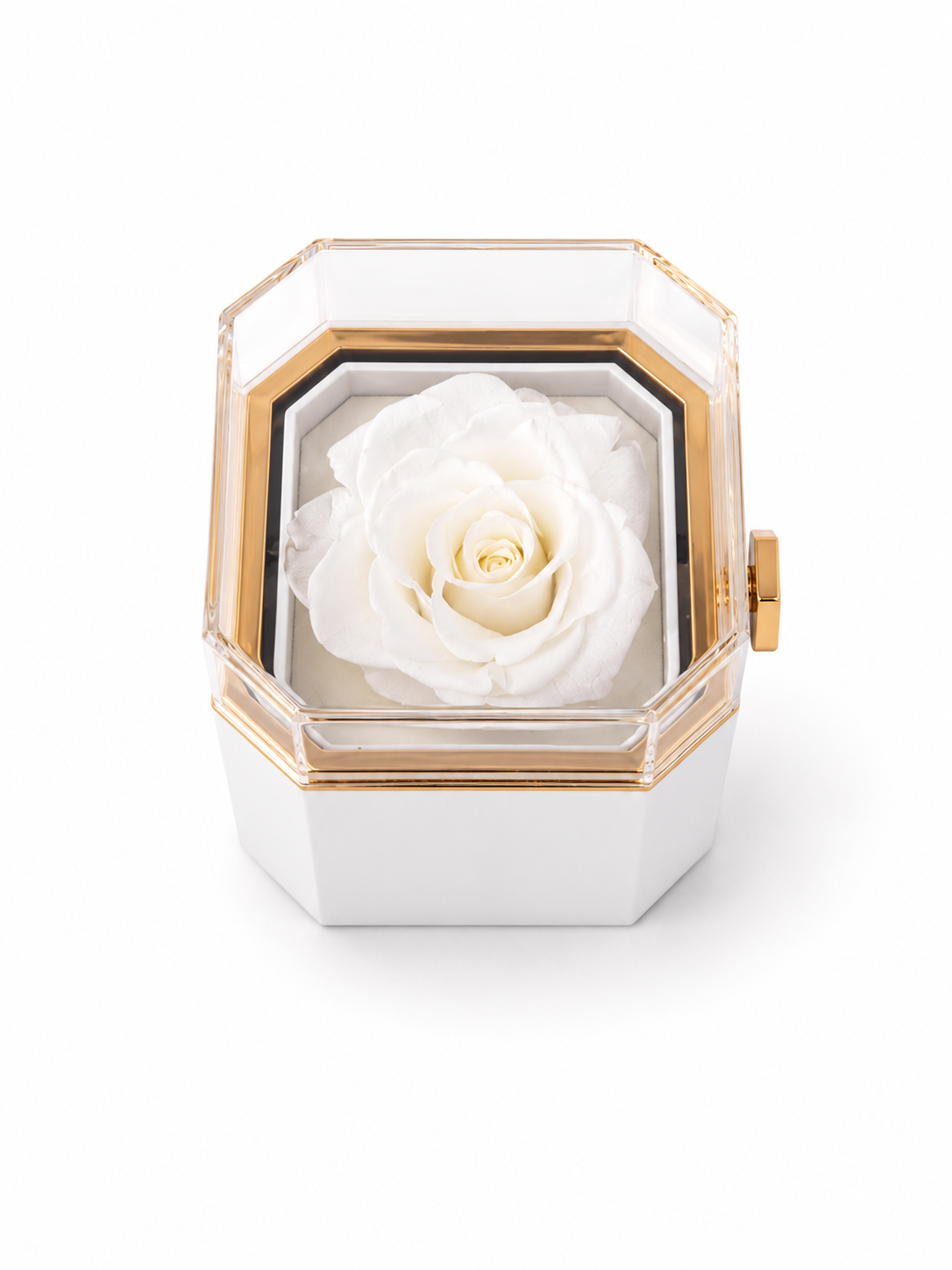 Square Preserved Rose Jewellery Flip Box with Beautiful Heart Necklace