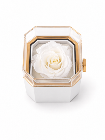 Square Preserved Rose Jewellery Flip Box with Beautiful Heart Necklace