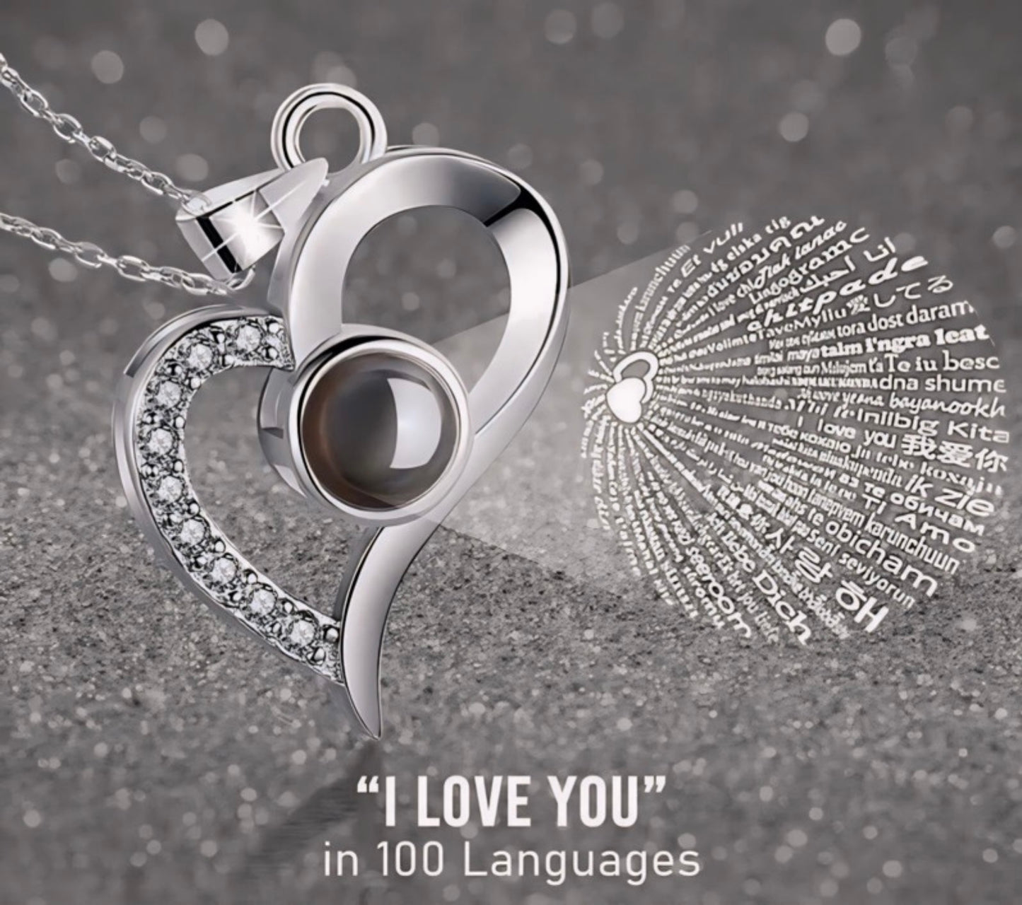 Preserved Rose Jewelry Box with Beautiful Silver Heart Necklace