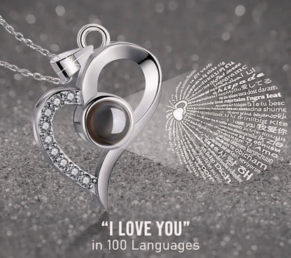Preserved Rose Jewelry Box with Beautiful Silver Heart Necklace