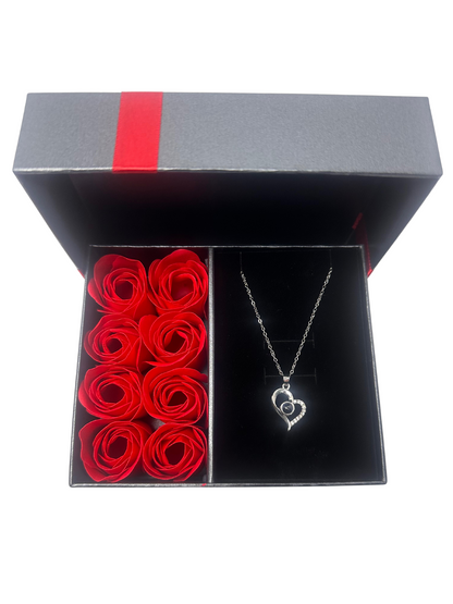 Jewellery Box with Silver Heart ‘I Love You in 100 Languages’ Necklace