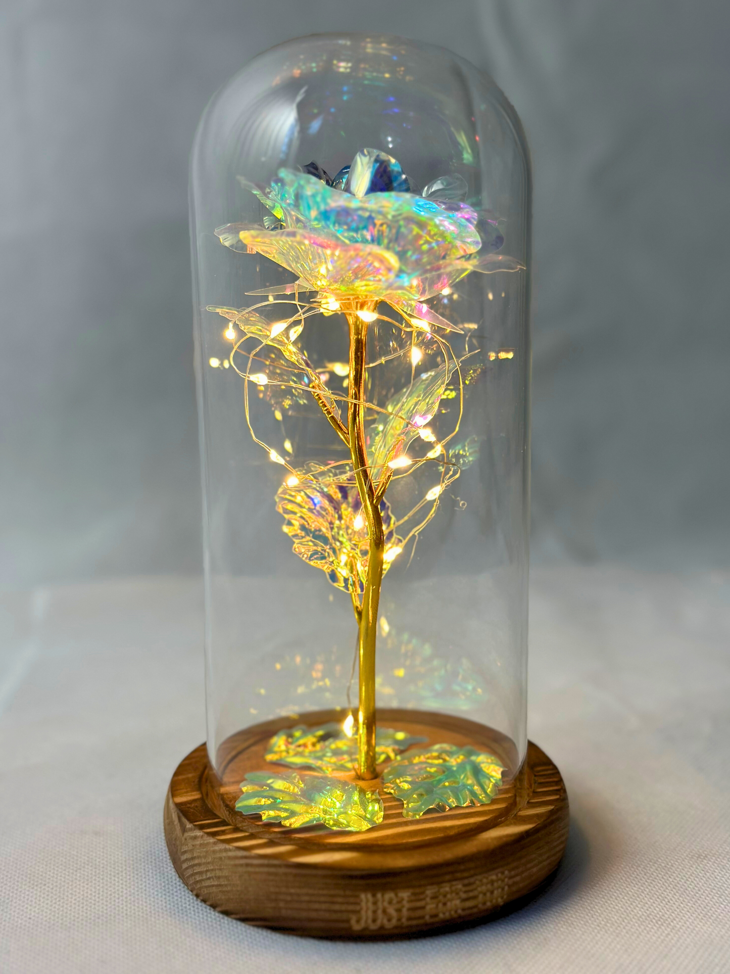 Luxury Galaxy Rose in a Glass Dome - Red, Pink and Pearl