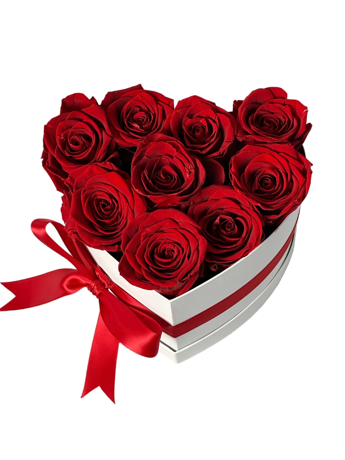 Premium Preserved Red Rose Box - Heart Shape