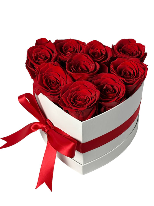 Premium Preserved Red Rose Box - Heart Shape