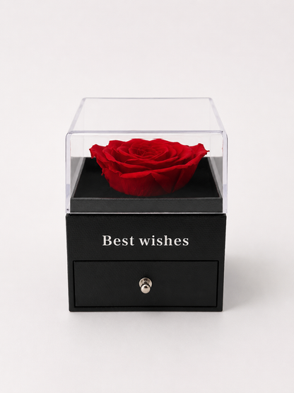 Preserved Rose Jewelry Box with Beautiful Heart Necklace