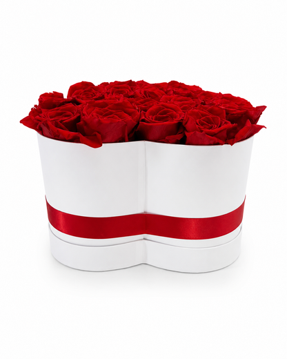 Grande Heart Rose Arrangement | Extra Large Real Preserved Roses in a White Box