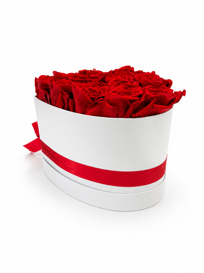 Grande Heart Rose Arrangement | Extra Large Real Preserved Roses in a White Box